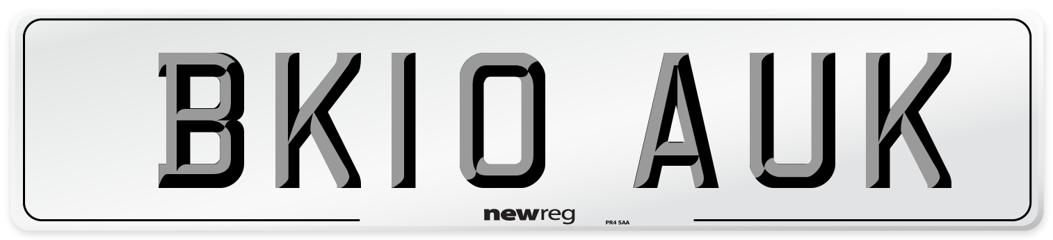 BK10 AUK Number Plate from New Reg